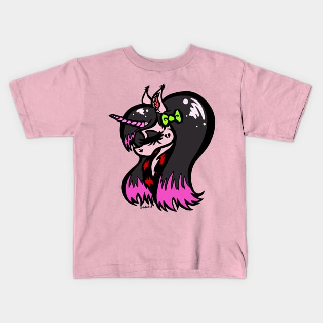 Emo Unicorn Kids T-Shirt by Jan Grackle